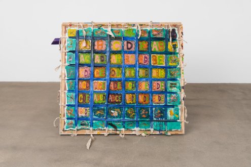 Mike Cloud, <i>Oyster Oil</i>, 2025, oil on canvas, 36 x 48 x 30 inches (folded).