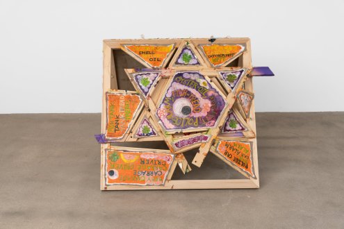 Mike Cloud, <i>Oyster Oil</i>, 2025, oil on canvas, 36 x 48 x 30 inches (folded).