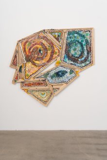 Mike Cloud, <i>Shoemaker Levy</i>, 2025, oil on canvas, 55 x 60 x 3 inches.