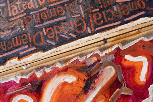 Mike Cloud, <i>Commercial Grade Diamond</i> (detail), 2025, oil on canvas, 83 x 38 x 2 inches.