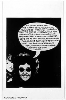 Adrian Piper – The Mythic Being, 1972-1975 - Adrian Piper The Mythic Being: I / You (Her) #8, October 1974.
B/W photograph with felt tip pen and collage, sheet 8 x 5 in,
image 5.75 x 4.5 in.