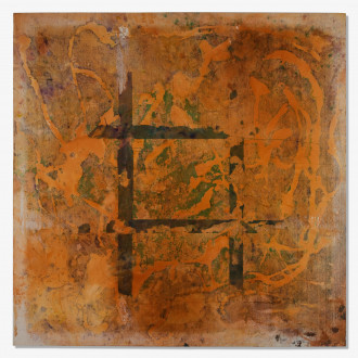 <i>New Jersey Sunset</i>, 2003. Acrylic and acrylic mediums on canvas, 82 x 78 in. (double-sided)