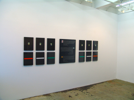 Contemporary Art from Pakistan – Huma Mulji, Bani Abidi, Naiza Khan, Hamra Abbas, Rashid Rana, Mahbub Shah, Zahoor Ul Akhlaq, Muhammad Zeeshan - Hamra Abbas: First Lesson of a Foreign Country, 2003. Gouache on wasli, C-print; center piece 36.25 x 29 in, 12 smaller pieces 18.25 x 13 in.