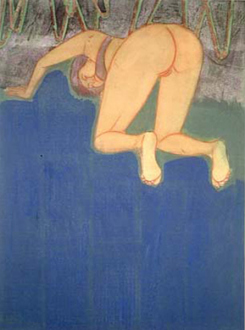 15 Years Thomas Erben - Hubert Schmalix, Sunday Morning 3, 1999. Oil on Canvas, 69 x 51 in.