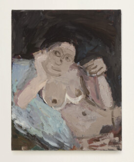<i> Nude Holding a Wine Glass</i>, 2020. Oil on canvas, 14 x 11 in.