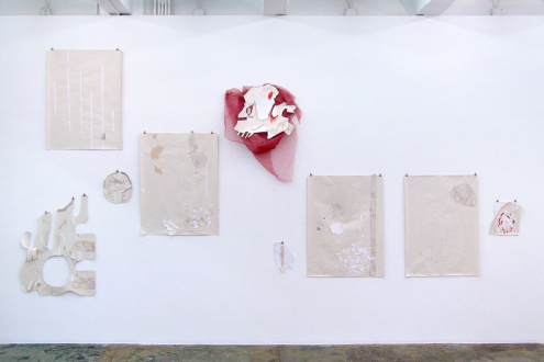 Roza-El-Hassan - Breeze 7, Groundplans for Shelter, 2014. From series of 12 works on paper (installation view).