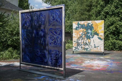 Dona Nelson, <i>The Night of the 25th of May</i>, 2022. 80 x 80 in. (verso)