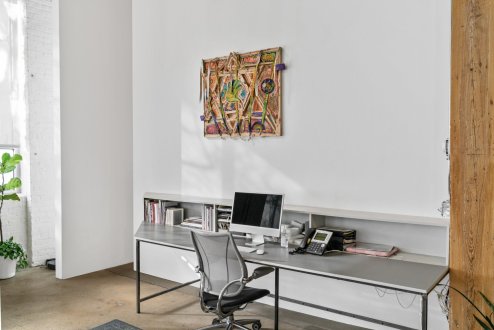 Mike Cloud, <i>Erik Lehnsherr</i>, 2025, oil on canvas, 34 x 43 1/2 x 4 1/2 inches.