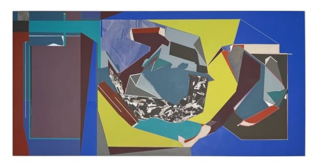 Sharon Yaoxi He, <i>09140220</i>, 2025. Acrylic and color pencil on canvas, 35 x 70 inches.